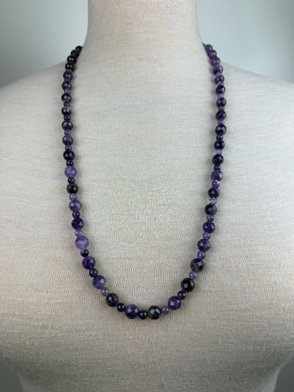 Jay King Amethyst Beaded Necklace Sterling Silver 32.5"
